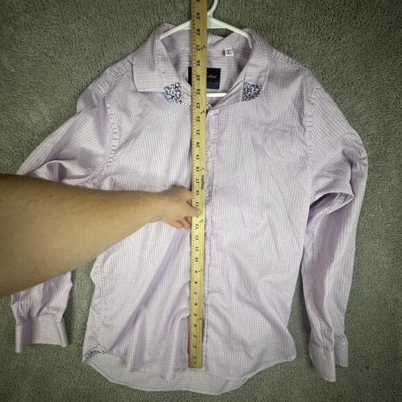 Robert Graham Shirt Mens Large Purple Plaid Button Up - Picture 7 of 10